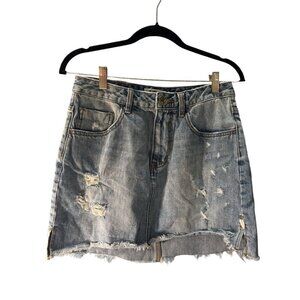 One X One teaspoon Distressed High Waist Mini Skirt Size 29, Pre-Owned Good Con